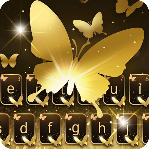 Gold Butterfly Shining Keyboard Theme 10001007