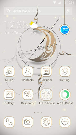 White Clock APUS Launcher theme screenshot 1