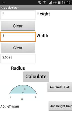 FREE ARC CALCULATOR screenshot 1
