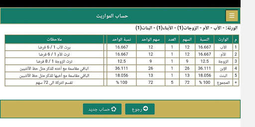 حساب المواريث 3 تصوير الشاشة