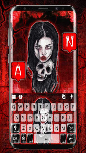 Red Creepy Girl Keyboard Theme screenshot 2
