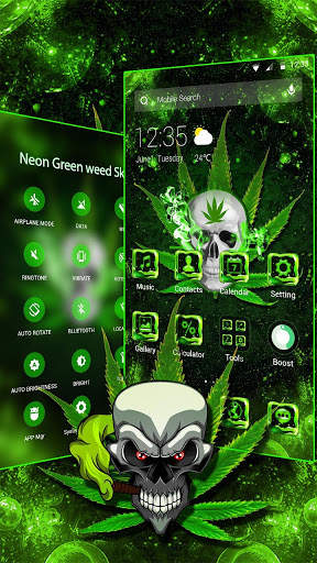 Neon Green Weed Skull APUS launcher Theme screenshot 5