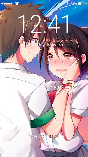 Kimi Cute Couple Anime Name Theme Screen Lock screenshot 1