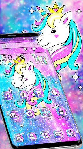 Cute Galaxy Unicorn Launcher Theme screenshot 2