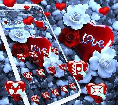 Beautiful Red Stone Heart Love Theme screenshot 2