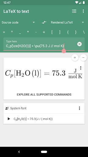 LaTeX equation editor: Unicode Math Symbols screenshot 1