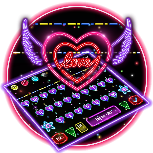 Colorful Neon Sparkling Heart Keyboard icon