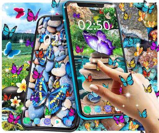 Butterfly stones hd live wallpaper screenshot 1