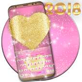 Pink Gold Glitter Heart Keyboard 10001002