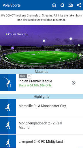 Vola Sports Live Streaming TV Guide screenshot 1
