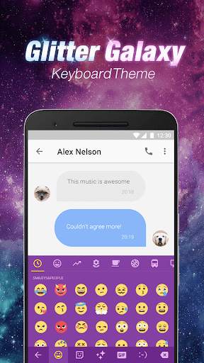 Glitter Galaxy Emoji Keyboard Theme for Instagram screenshot 1