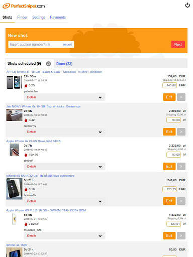 PerfectSniper - auction sniper for Ebay screenshot 8