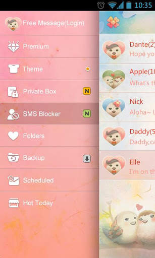GO SMS Pro Lovebird Theme EX 5 تصوير الشاشة