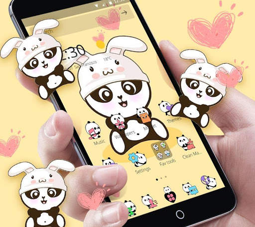 Yellow Cute Panda Bunny Theme screenshot 5