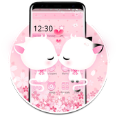 Tema Fluffy Cat carino rosa delle coppie icon