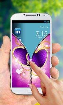 Purple Love Zipper Lock Screen screenshot 4