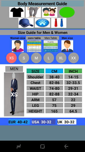 clothes size screenshot 2