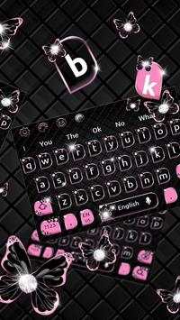 Black Pink Butterfly Keyboard Theme 2 تصوير الشاشة