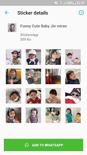 Funny Cute Baby Stickers Jin miran WAStickersApp screenshot 6