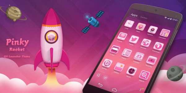 Pinky Rocket GO Launcher Theme screenshot 2