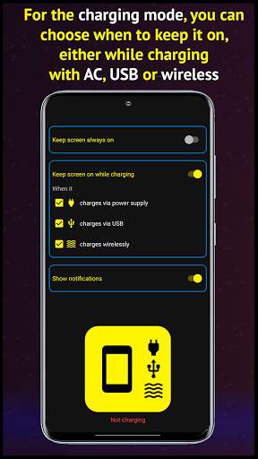 Keep Screen Always ON while charging Qi, USB, AC screenshot 2