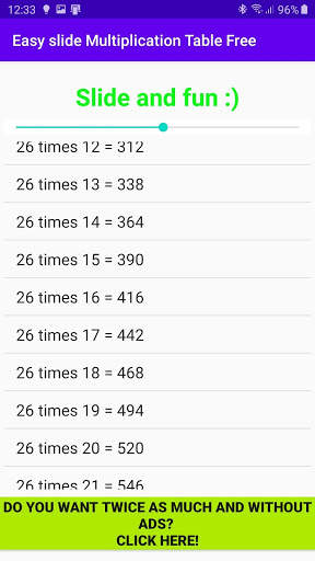 Easy slider Multiplication Table Free screenshot 4