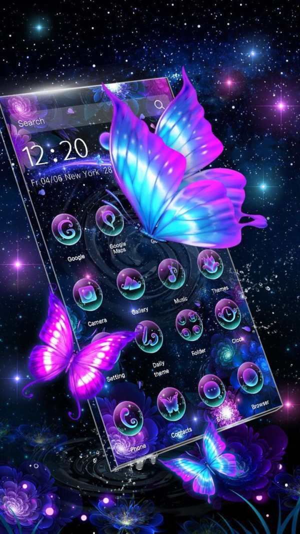 3D Neon Butterfly Shiny Theme screenshot 4