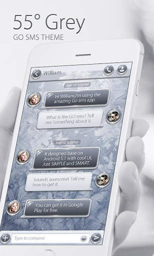 GO SMS PRO 55° GREY THEME screenshot 1