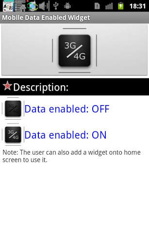 Mobile data enabler widget 3G screenshot 1