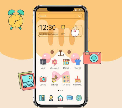 Cute Kawaii Molang Face Theme screenshot 1