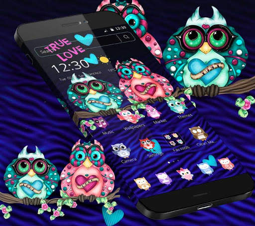 Cartoon Colorful Love Owl Theme 1 تصوير الشاشة