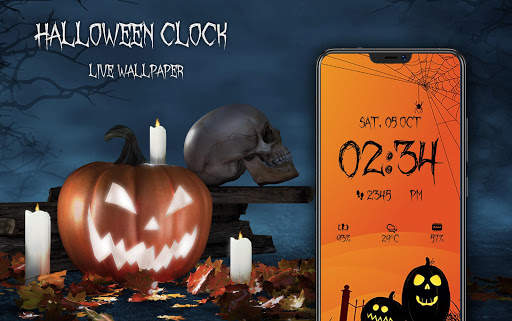 Halloween Spooky Digital Clock Live Wallpaper screenshot 2