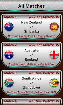 Cricket Cup 2015 Fixtures screenshot 2