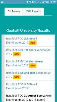 Guwahati University Result screenshot 1