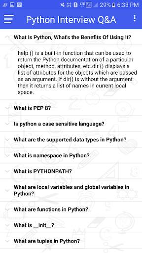 Interview Questions Answer  for Python (Offline) screenshot 1