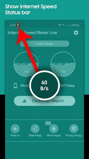 Internet Speed Meter Live screenshot 1