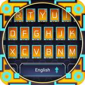 orange science keyboard blue time travel logo