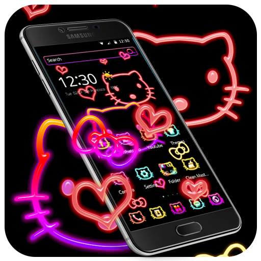 Kitty cat cute cartoon neon theme 1.1.5