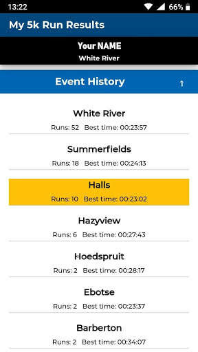My 5K Run Results screenshot 3