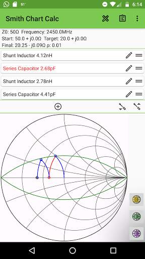 Smith Chart Matching Calc 3 تصوير الشاشة