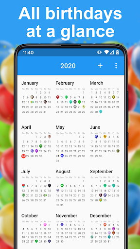 Birthday calendar reminder screenshot 1