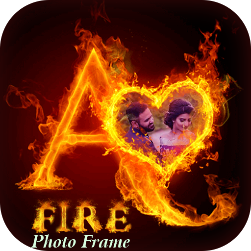 Fire Text Photo Frame أيقونة