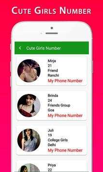 Cute Girls Phone Number 1 تصوير الشاشة