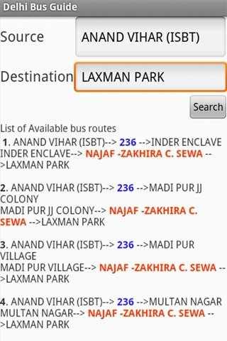 Delhi Bus Guide screenshot 3