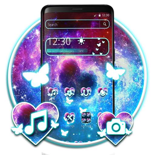 Galaxy Dreamy Neon Heart Theme 1.1.3
