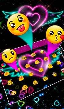 Tema Keyboard Jantung Neon Berkilau screenshot 5