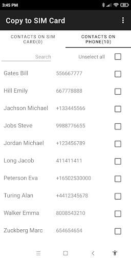Copy to SIM Card screenshot 1