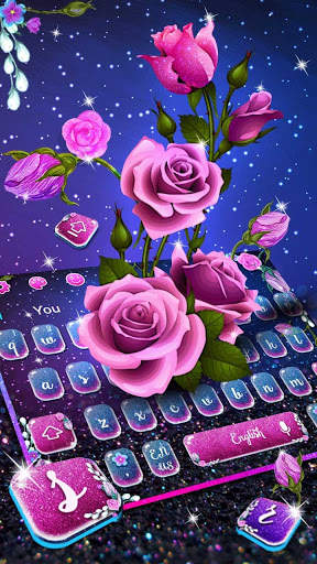 Glitter Violet Rose Flower Keyboard स्क्रीनशॉट 2