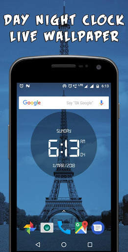 Day night automatic change clock wallpaper screenshot 1