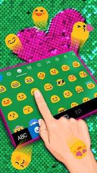 ثيم لوحة المفاتيح Sequin Pink Green Flip screenshot 3
